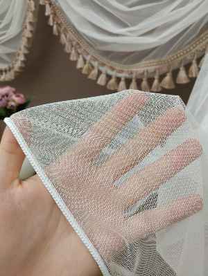 Düz Tül Perde Grek Zemin Ekru- Ekru - Kurşunlu Tül