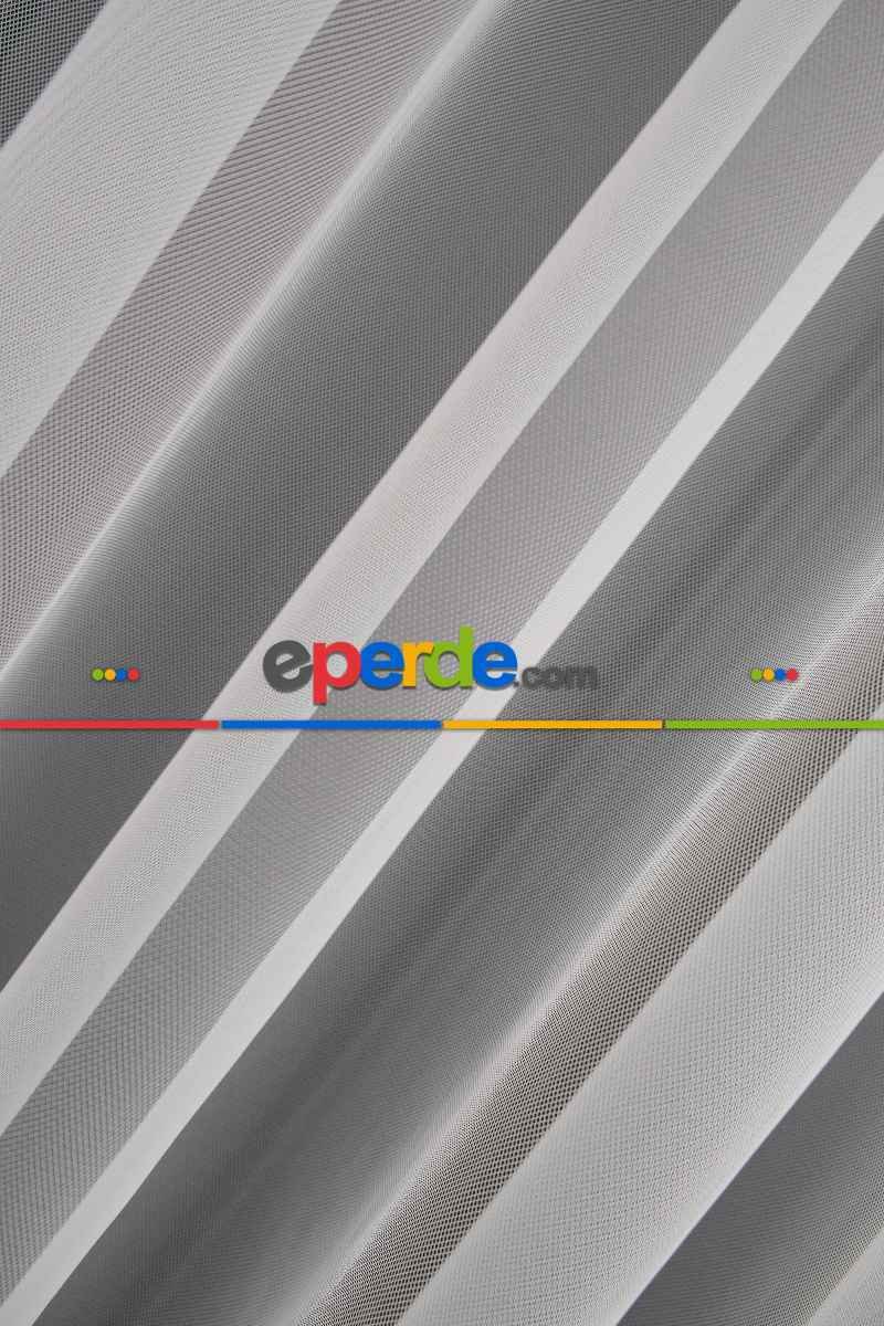 Grek Düz Tül Ekru Renk - İtinalı Dikiş - S Pile - Kurşunlu Tül