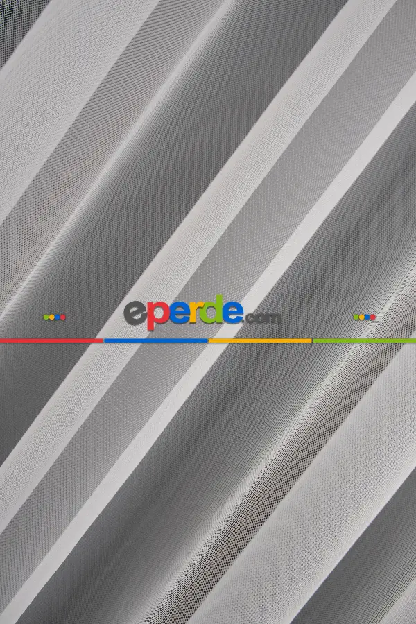 Grek Düz Tül Ekru Renk - İtinalı Dikiş - S Pile - Kurşunlu Tül