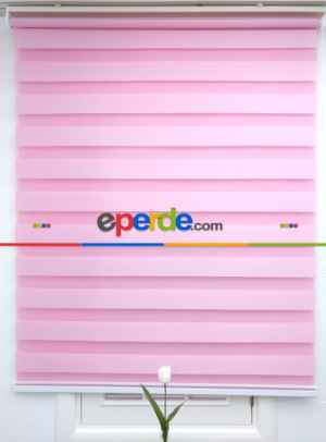 Pembe Bambu Zebra Perde- Pembe