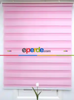 Yatak Odası - Pembe Bambu Zebra Perde- Pembe