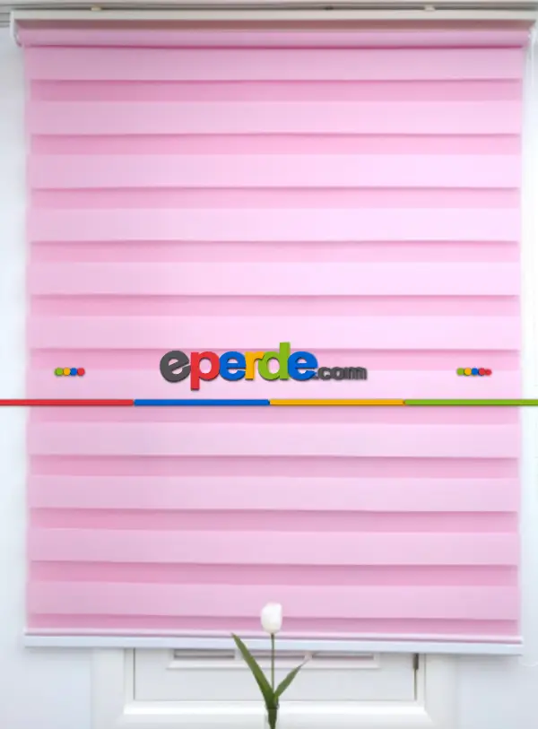 Pembe Bambu Zebra Perde- Pembe