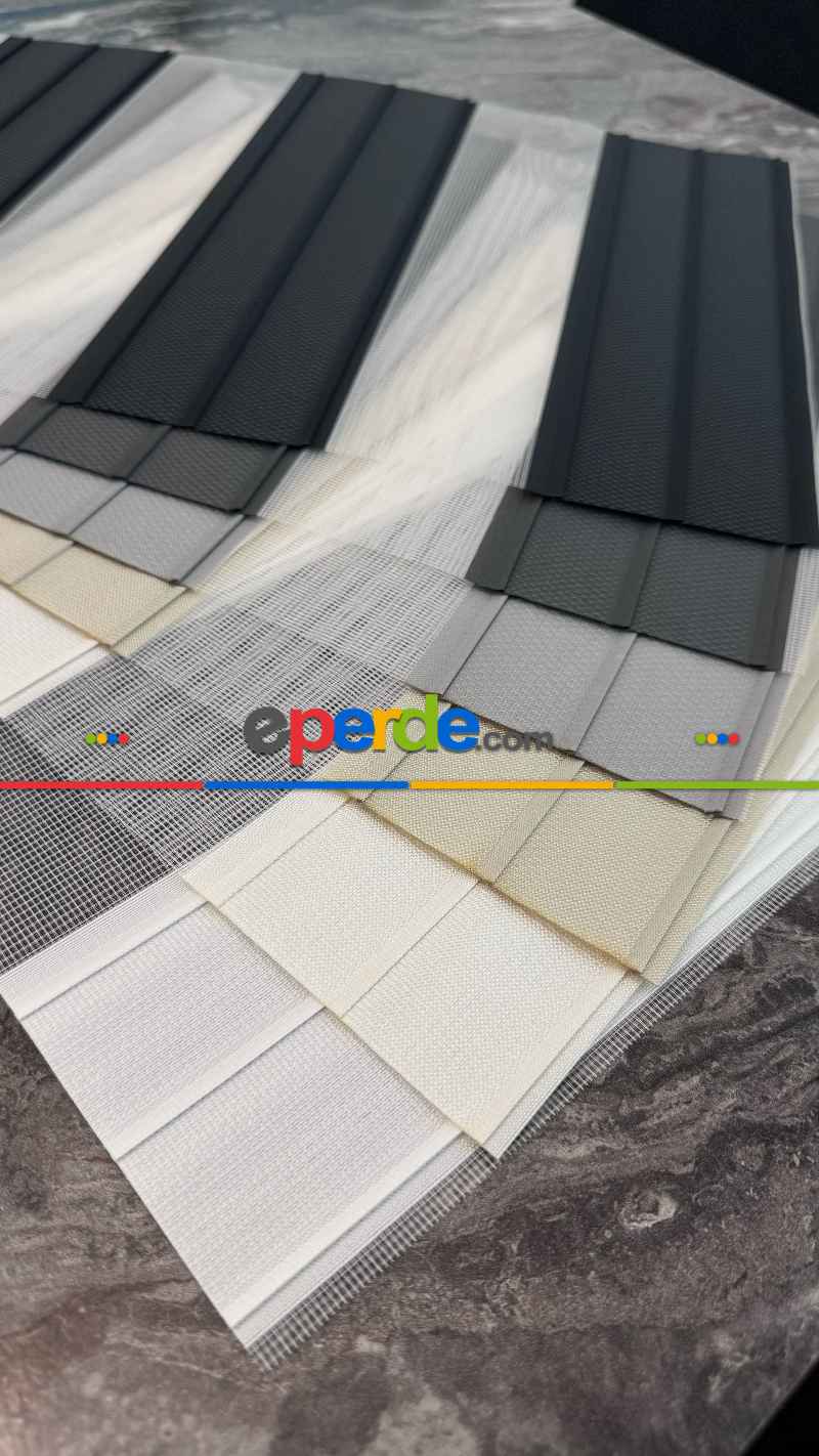 Salon Zebra Perde - Zebra Perde Yüksek Kalite, Yarım Pliseli, Kornişe Kolay Montaj Ayağı Seçenekli, Standart Metal Kasalı, Ekru, Krem, Bej, Gri, Antrasit Ve Siyah Renk