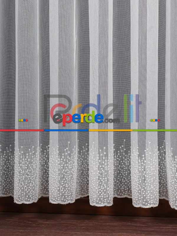 Etek Ucu Nakış İşlemeli Tül Perde