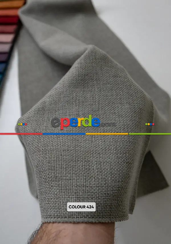 Yatak Odası - Düz Fon Perdelik Modern Keten Kumaş