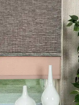 Yavruağzı Kahverengi Çiftli Sistem Tül Stor Perde, Standart Metal Kasalı Yüksek Kalite Kornişe Kolay Montaj Seçenekli
