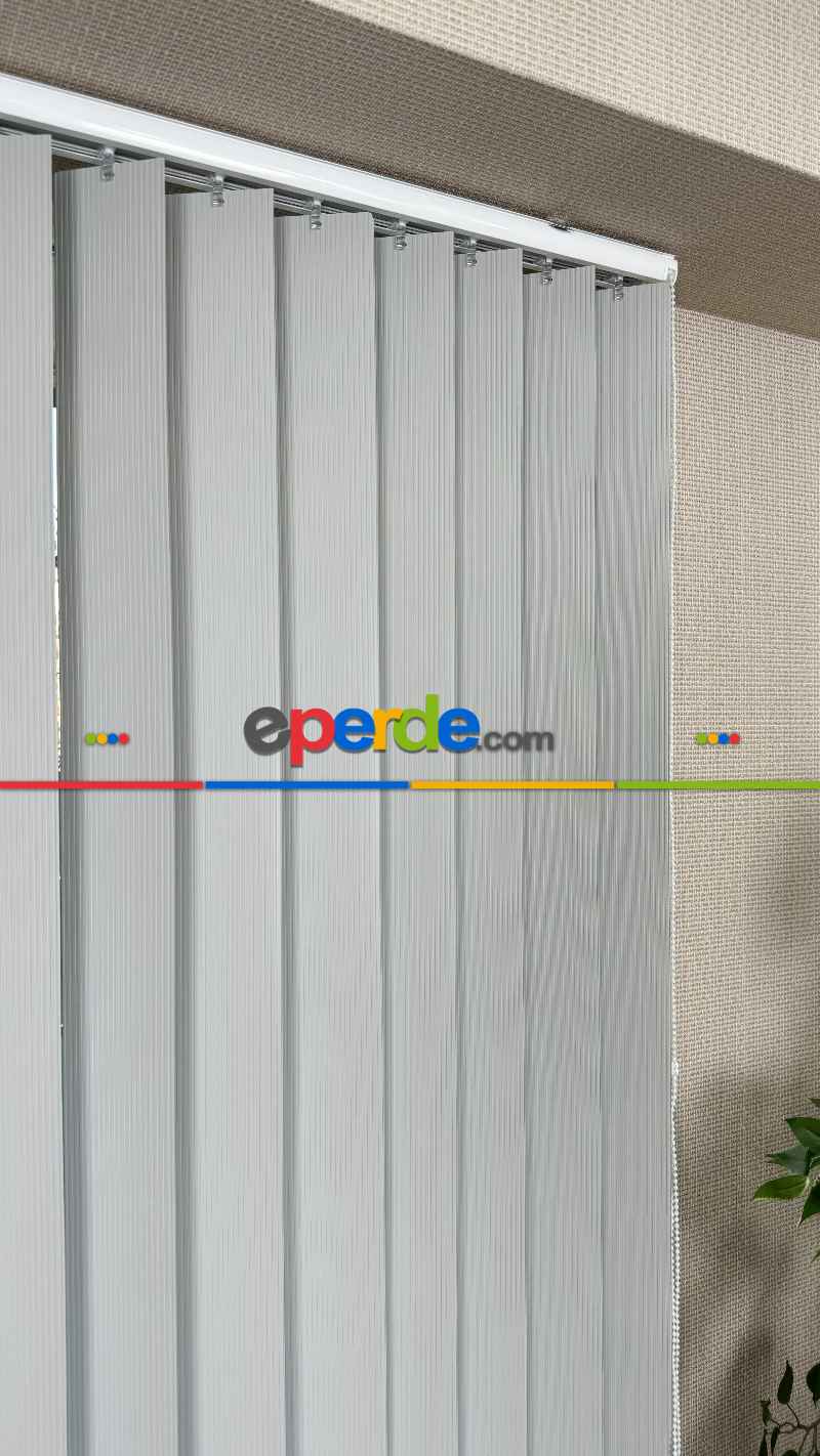 Gri Çizgili Pvc Dikey Perde, Dikey Stor Perde