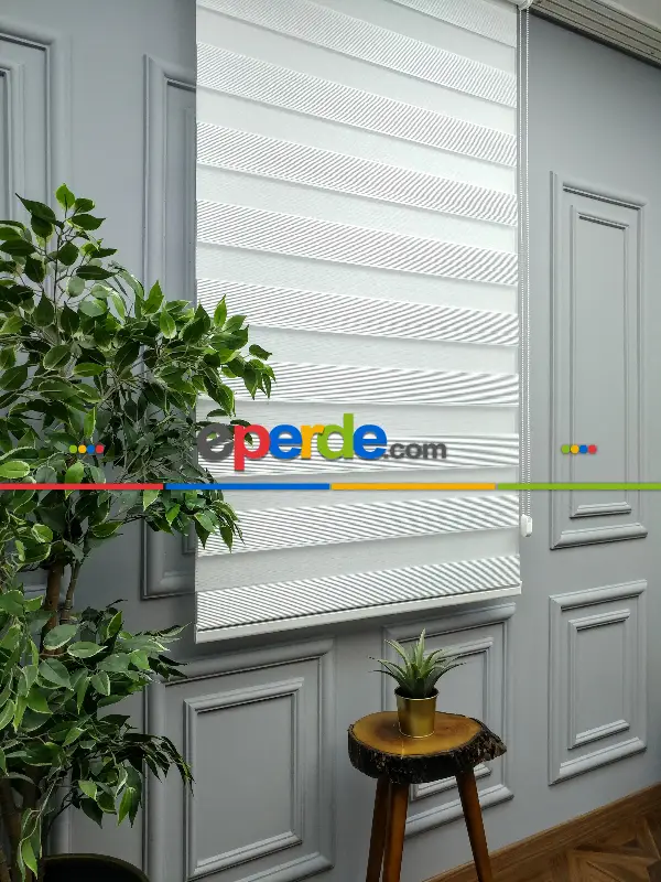 Salon Zebra Perde - 2021 Sezonu - Zebra Perde - Micro Plise (pileli) Zebra Perde- Krem