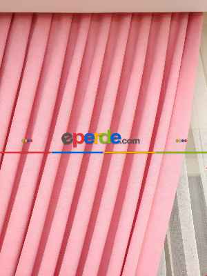 Pembe - Düz Fon Perde ( Dökümlü Fon Perde)- Pembe Açık