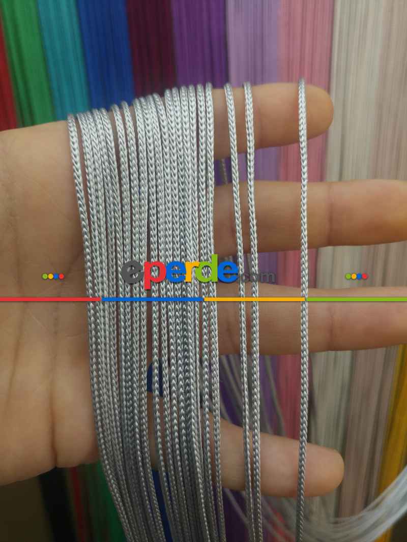 Gri Renk Kalın Zincir Serisi İp Perde (beyaz, Krem, Gri, Kırmızı, Bordo, Siyah, Mavi, Pembe, Sarı)- Gri-füme-antrasit