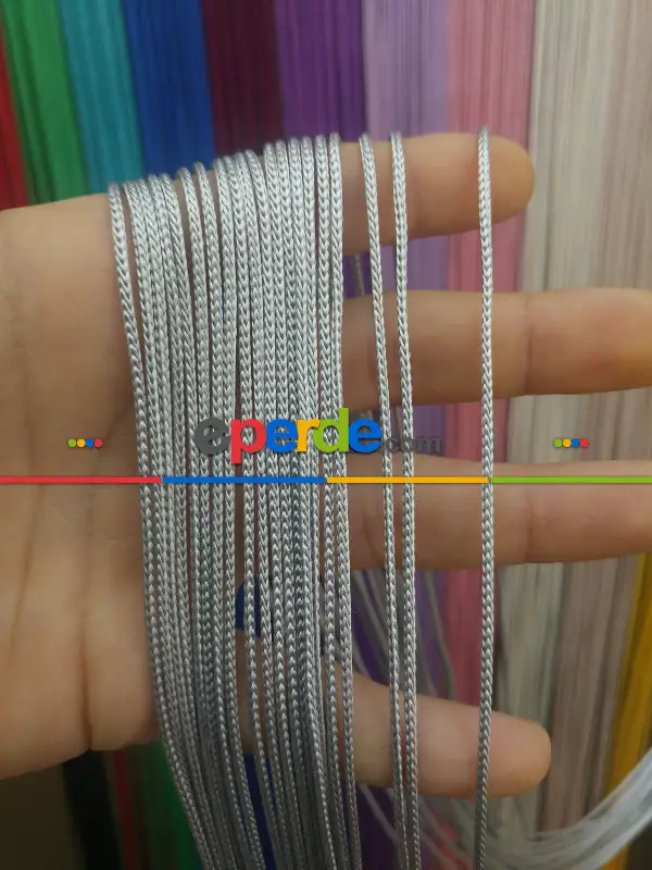 Gri Renk Kalın Zincir Serisi İp Perde (beyaz, Krem, Gri, Kırmızı, Bordo, Siyah, Mavi, Pembe, Sarı)- Gri-füme-antrasit