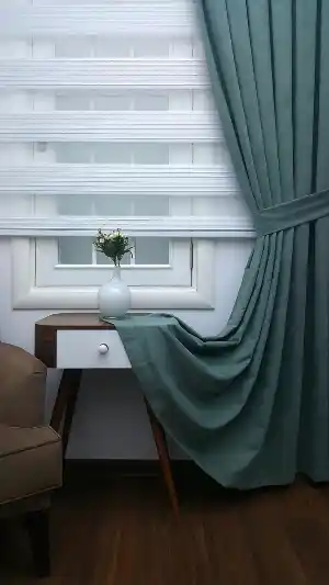 Turkuaz Yeşili Ara Renk - Düz Fon Perde (280 Eninde)- Turkuaz Yeşili Ara Renk