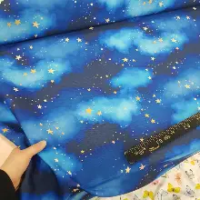Yıldız Ve Gece Desenli Fon Perde Evm678 Kumaşı Kalındır Duck Bezi Değildir- Mavi-Beyaz-Mavi Açık-Mavi Koyu