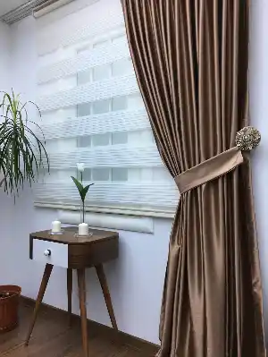 Bakır Rengi Düz Fon Perde Hazır 1tkm Sıkpile- Kahve Açık