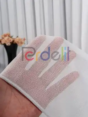 Ozi Yeni Sezon Çizgili Örme Tül Perde