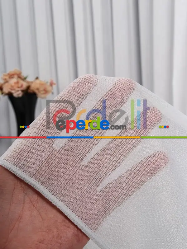 Ozi Yeni Sezon Çizgili Örme Tül Perde