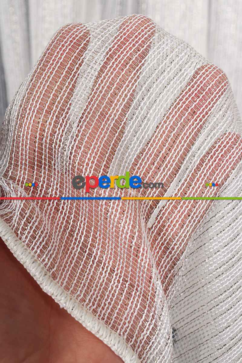 Salon Tül Modelleri - Zümrüt Altın Simli Düz Tül Perde