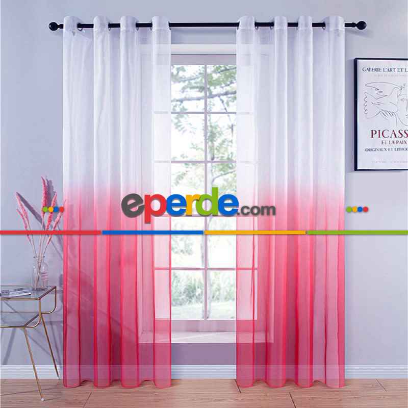Fuşya Renk Rustik Kuşgözü Tül Perde Decoring Perde