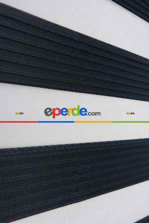 Salon Zebra Perde - Siyah Geniş Pliseli Zebra Perde- Siyah