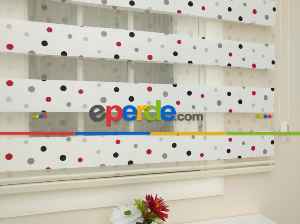 Brillant Renkli Basklı Çocuk Odası Zebra Perde- Siyah-kırmızı-beyaz