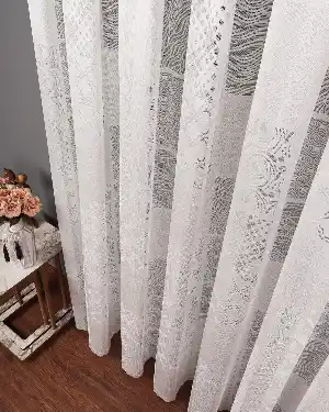 Tül Perde - Desenli Tül - Örme Tül - Patchwork Desen