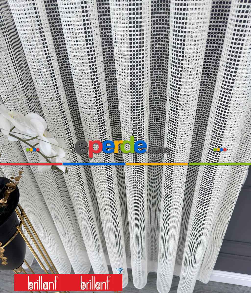 Brillant File Tül Ekru Krem Vizon Gri Siyah