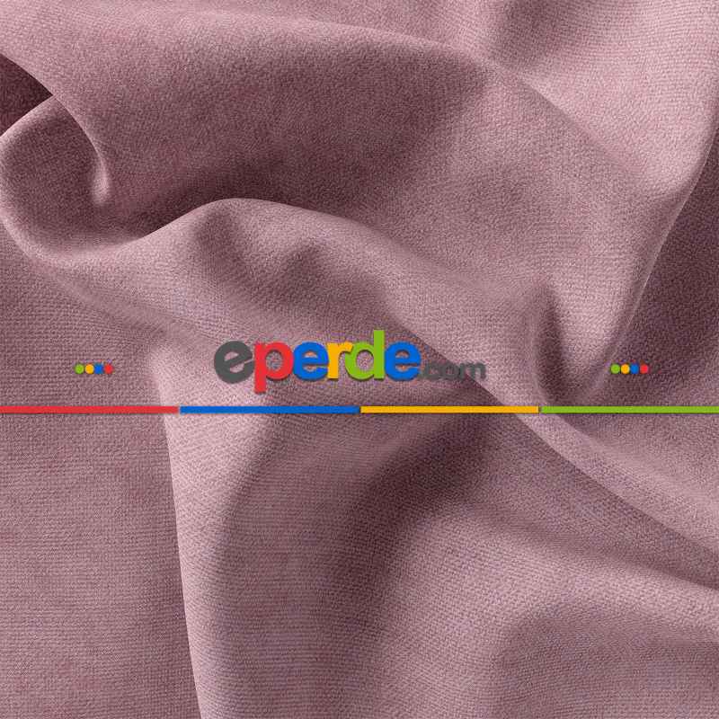 Oturma Odası - Kadife Dokulu Fon Perde Pilesiz Tek Kanat Gül Kurusu