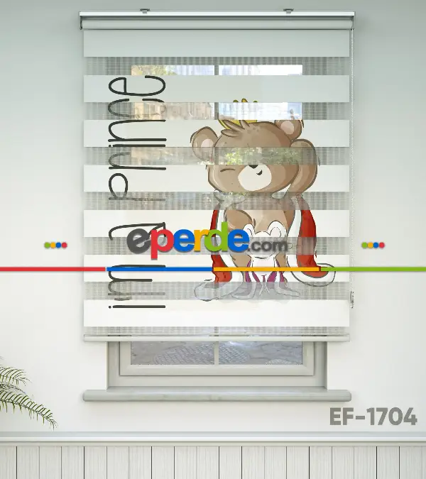 Sevimli Hayvan Desenli Baskılı Zebra Perde- Çok Renkli