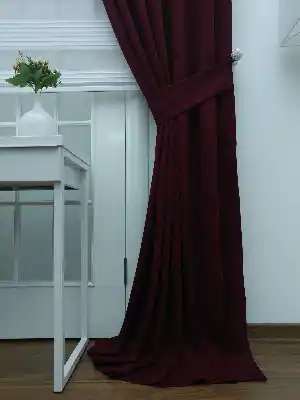 Bordo - Düz Fon Perde- Bordo