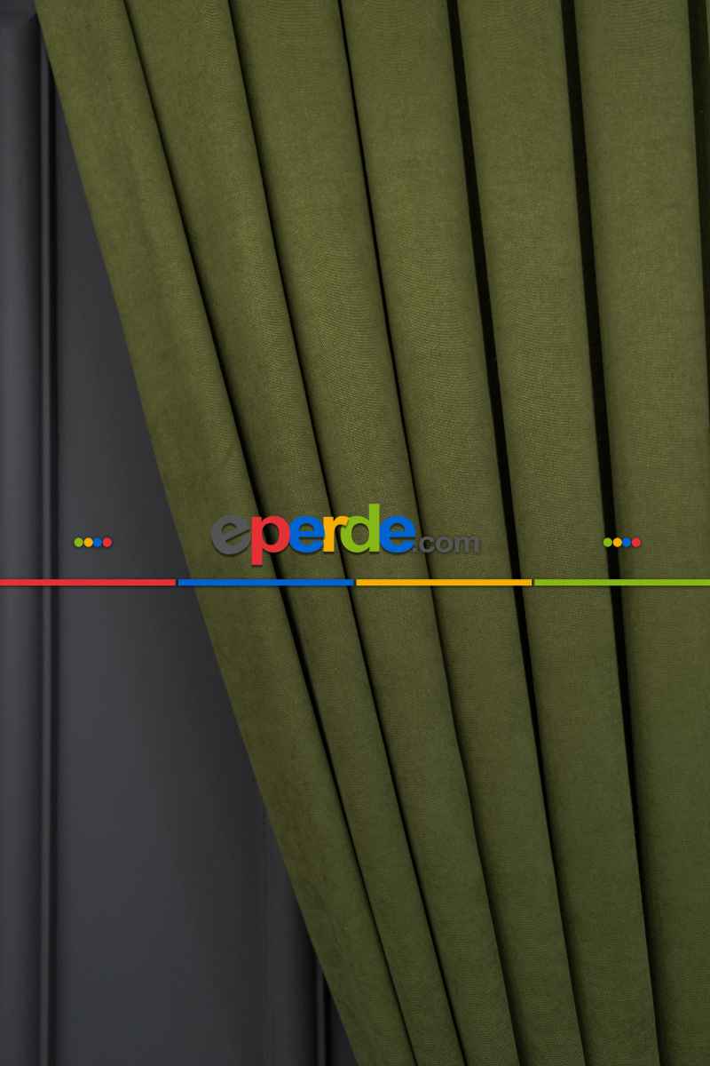 Çimen Yeşili Düz Fon Perde Dökümlü Fon Perde