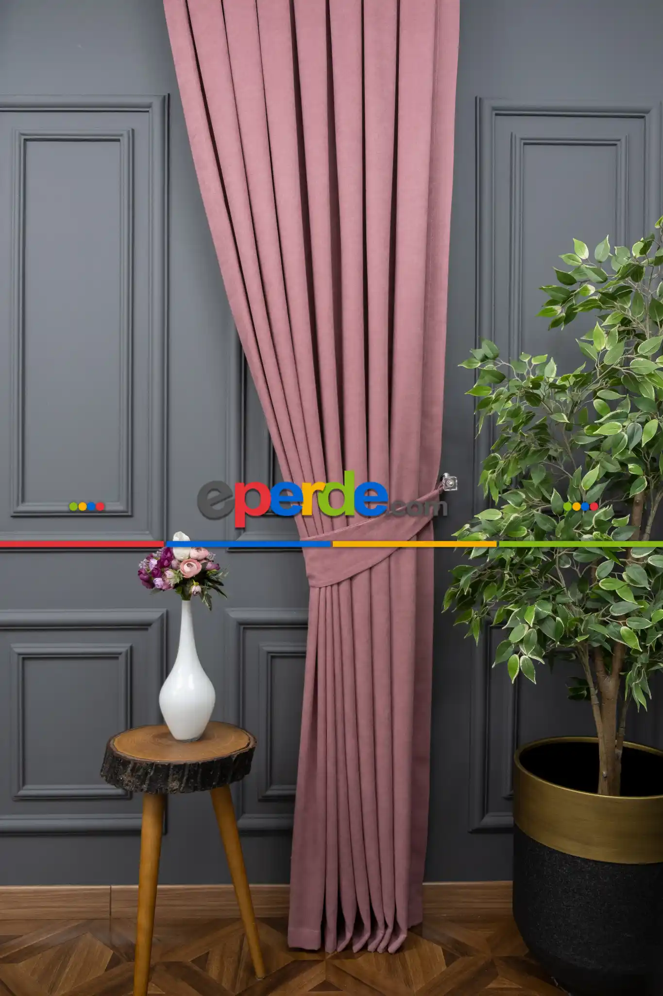 Gül Kurusu Düz Fon Perde En Dökümlü Fon Perde