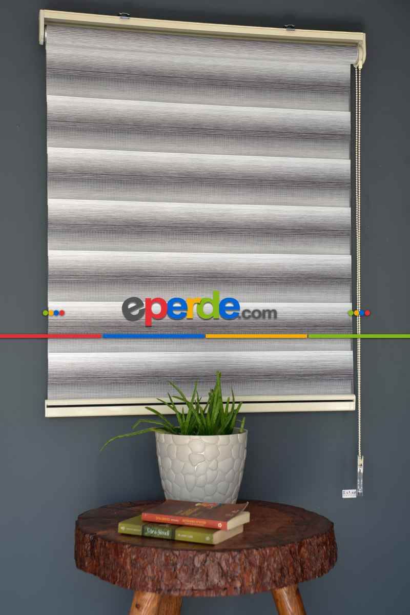 Halim Perdesan Yz-05 Beyaz & Gri Renk Etekli Veya Eteksiz Zebra Stor Perde