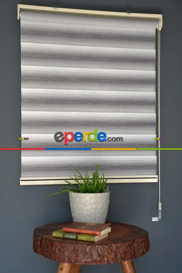 Halim Perdesan Yz-05 Beyaz & Gri Renk Etekli Veya Eteksiz Zebra Stor Perde
