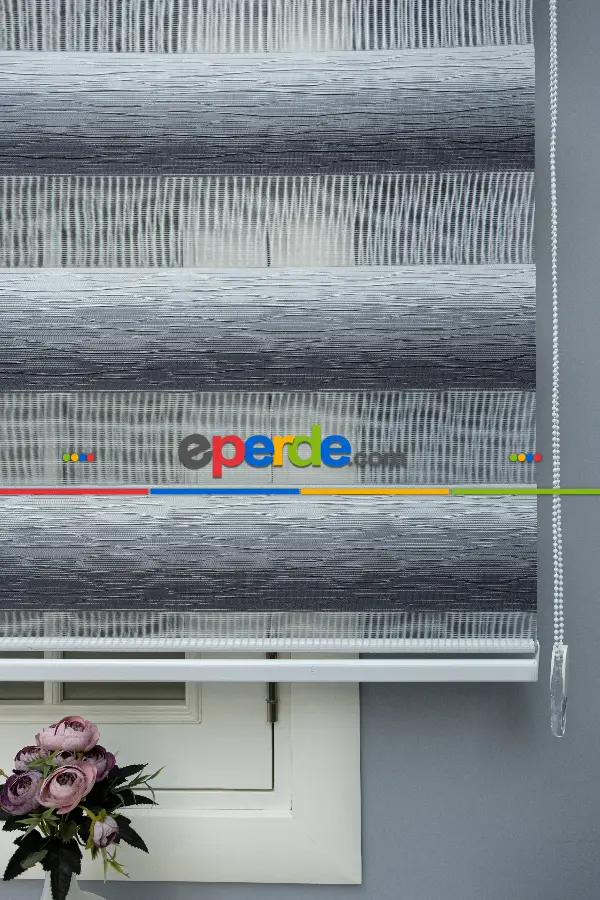 Zebra Perde 2021 Sezonu Gri Ve Beyaz Renk Geçişli Jakarlı A Kalite Zebraperde