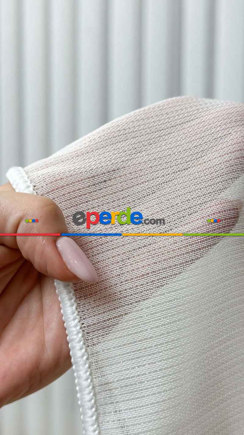 Brillant Ekru Hafif Simli Tül Perde