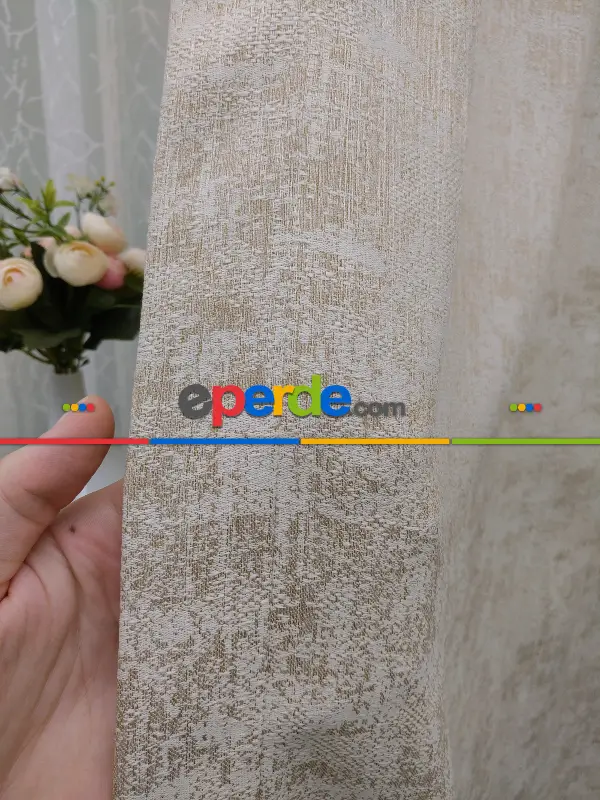 Açık Krem - Düz Jakar Fon Perde (180)- Krem Açık