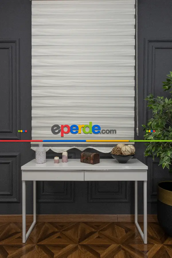 60x200 Hazır Krem Dar Plise Zebra Perde