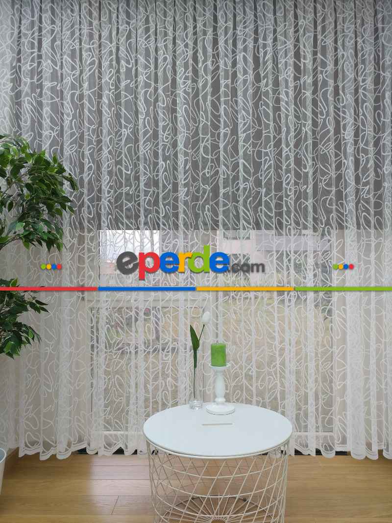 Salon Tül - Fransız Dantel 2021 Tül Perde- Ekru