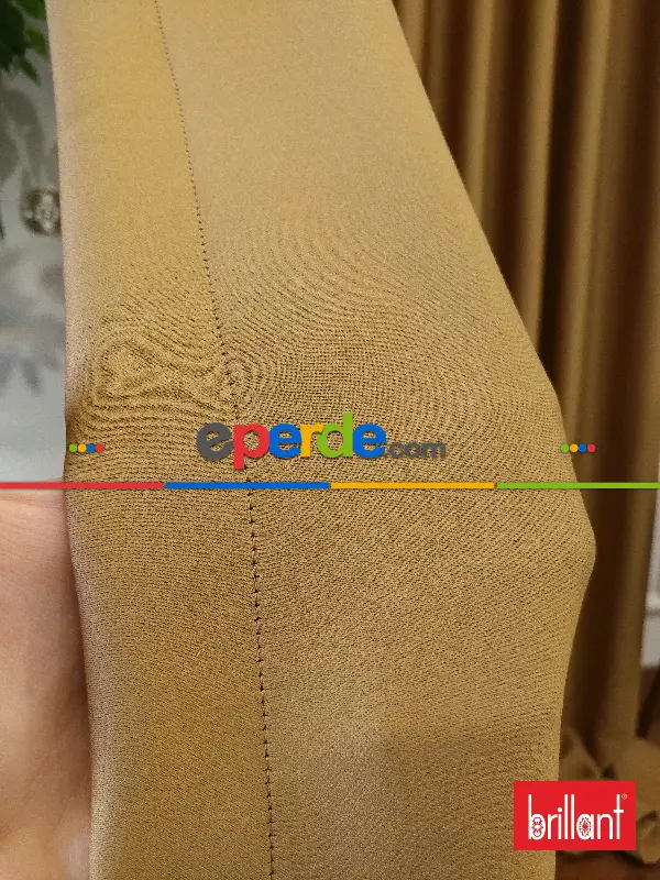 Yatak Odası - Brillant Karartma Blackout Hardal Sarısı Renk Fon Perde- Kahve Açık-hardal Sarısı