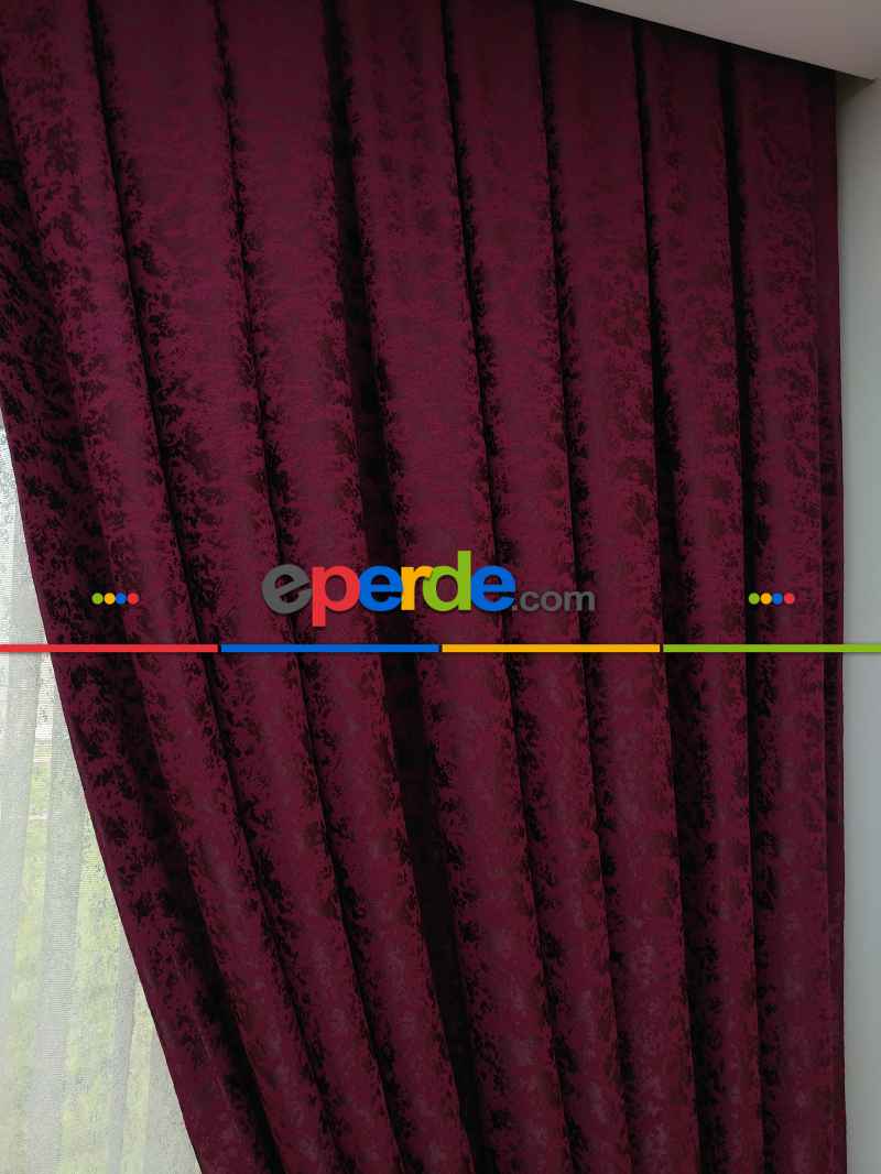 Bordo Düz Jakar Fon Perde (180)- Bordo