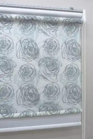 Güllü Desenli Çiftli Sistem Stor Perde- Gri-Füme-Antrasit-Füme