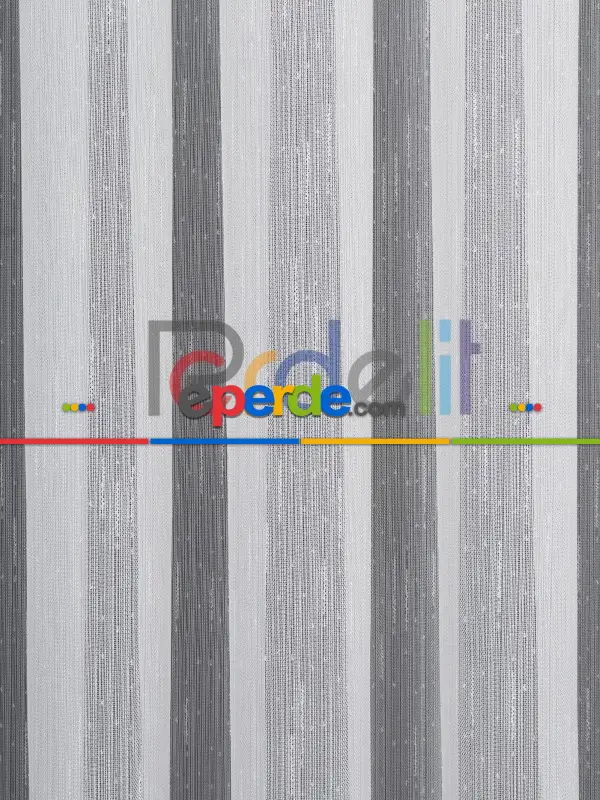 Bambu Zemin Noktalı Ve Çizgili Simli Düz Tül Perde Gramajlı