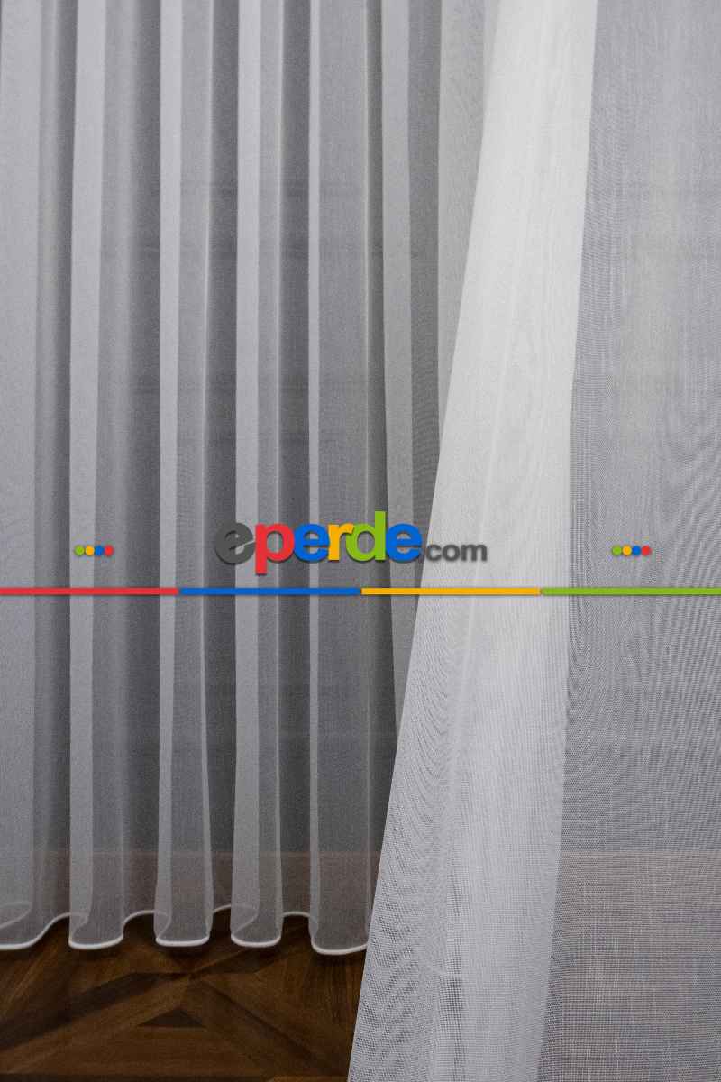 Genç Odası - Hafif Düz Keten Tül Çok Dökümlüdür - İtinalı Dikiş - Kanun Pile - Kurşunlu Tül