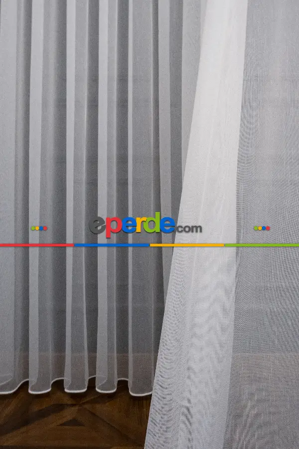 Hafif Düz Keten Tül Çok Dökümlüdür - İtinalı Dikiş - Kanun Pile - Kurşunlu Tül