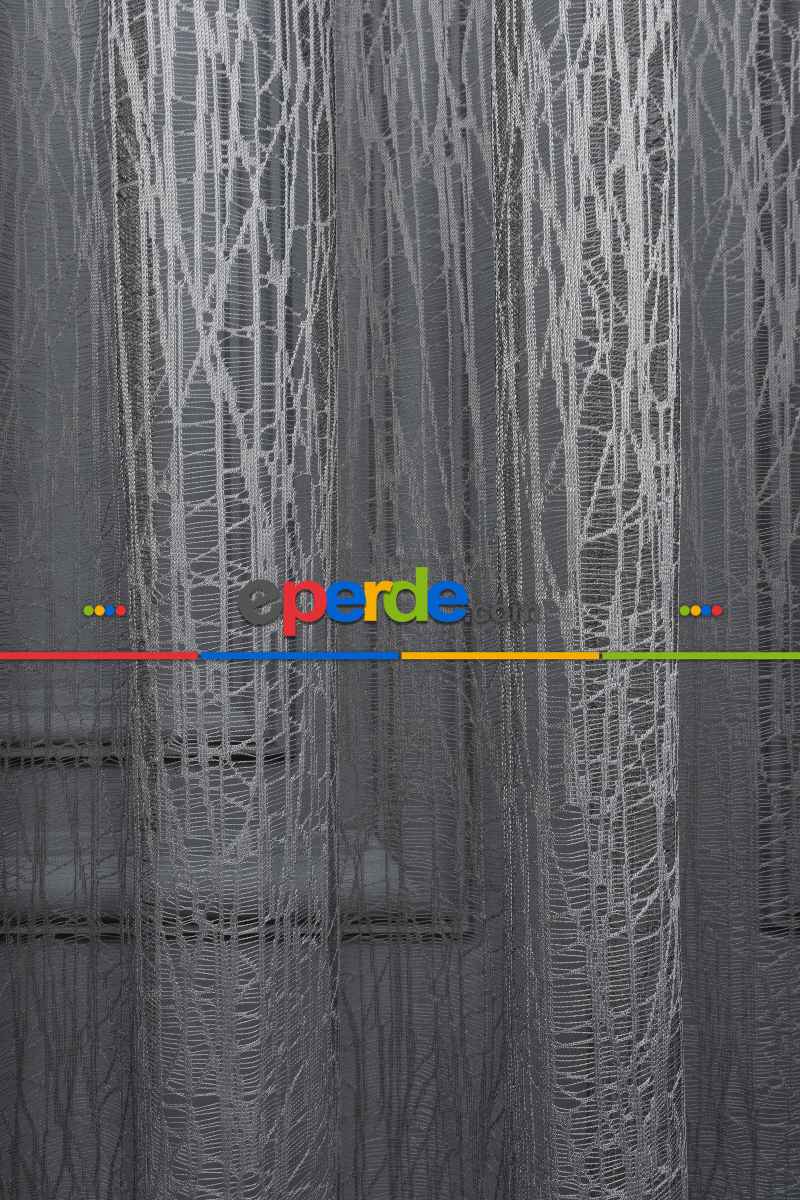 Yeni Tasarım Moda Cam Kırığı Örme Tül Perde Gri - Füme - Antrasit