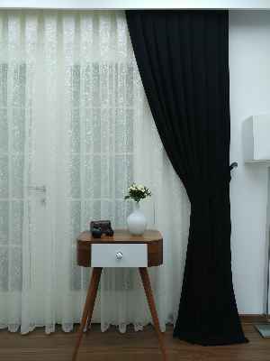 Siyah - Düz Fon Perde ( 180 Eninde )- Siyah