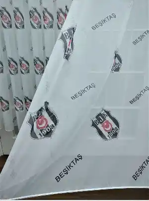 Taç Lisanslı Beşiktaş Tül Pilesiz Düz Dikiş 200cm X 200cm 