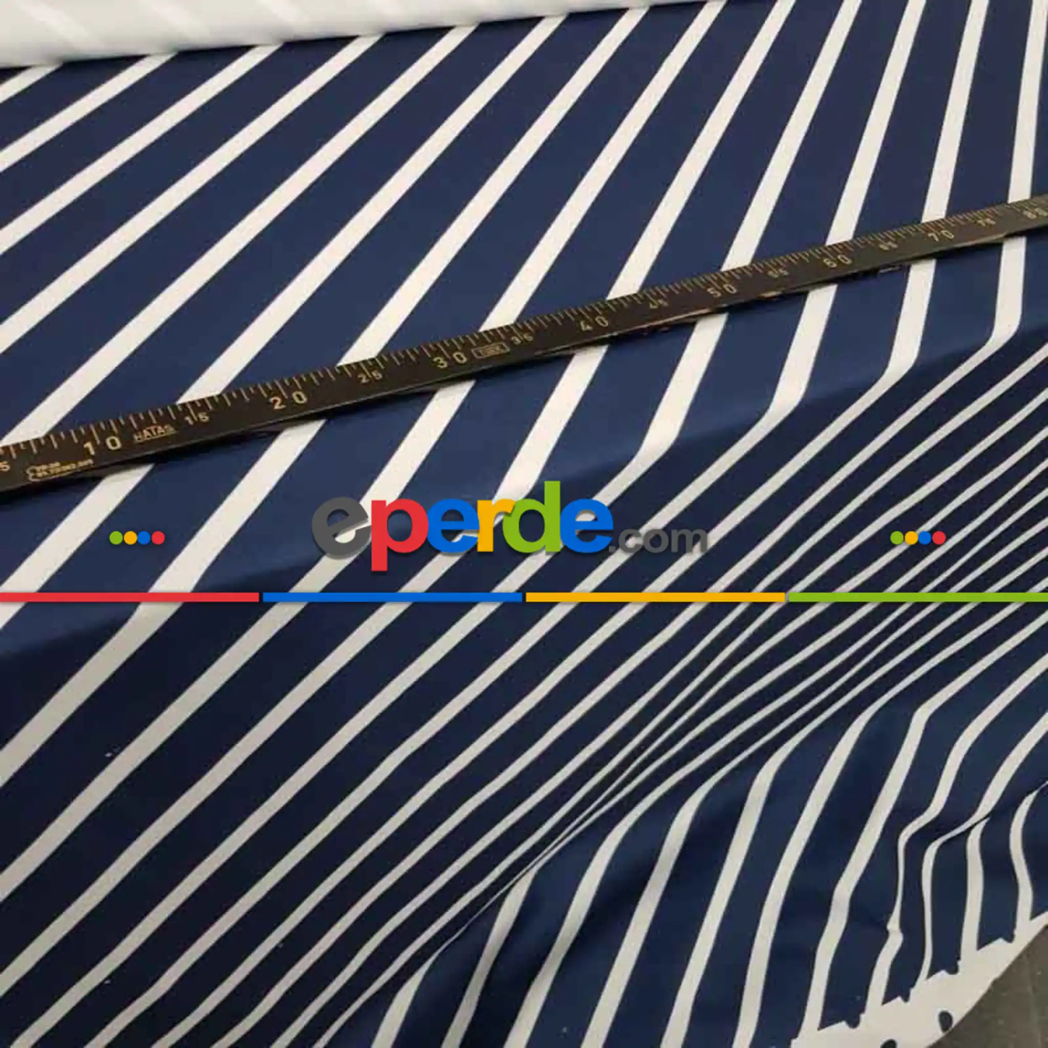 Bebek Odası - Marin Serisi Çizgili Desenli Fon Perde Evm1512-8 Kumaşı Kalındır Duck Bezi Değildir- Lacivert-Beyaz