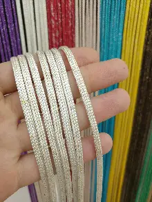 Altın Beyaz Rengi Simli İp Perde Jumbo Zincir Serisi- Beyaz-altın