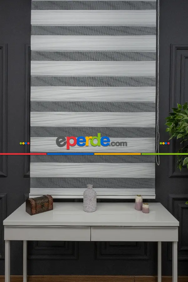 Salon - Zebra Perde - Simli Dar Pileli Zebra Perde